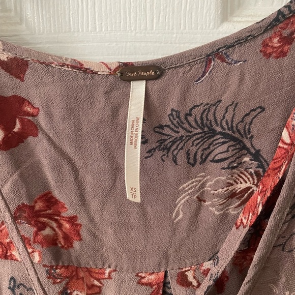 Free People Heartbeat Floral Tunic | Taupe & Brown Boho Sleeveless Top | XS - Picture 3 of 8